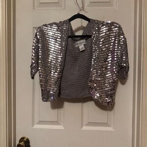 Bloomingdale's Glittering Silver Sequin Blazer